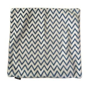 MilliHome Square Pillow Cover Blue Chenille Chevron Textured Contemporary Modern
